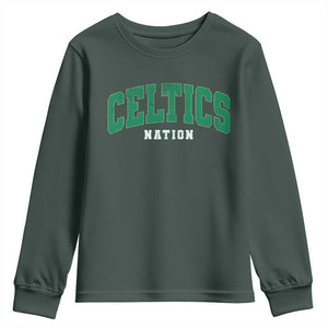 Celtic Nation Youth Sweatshirt Sports Varsity Aesthetic Letters Cap TS11 Dark Forest Green Print Your Wear
