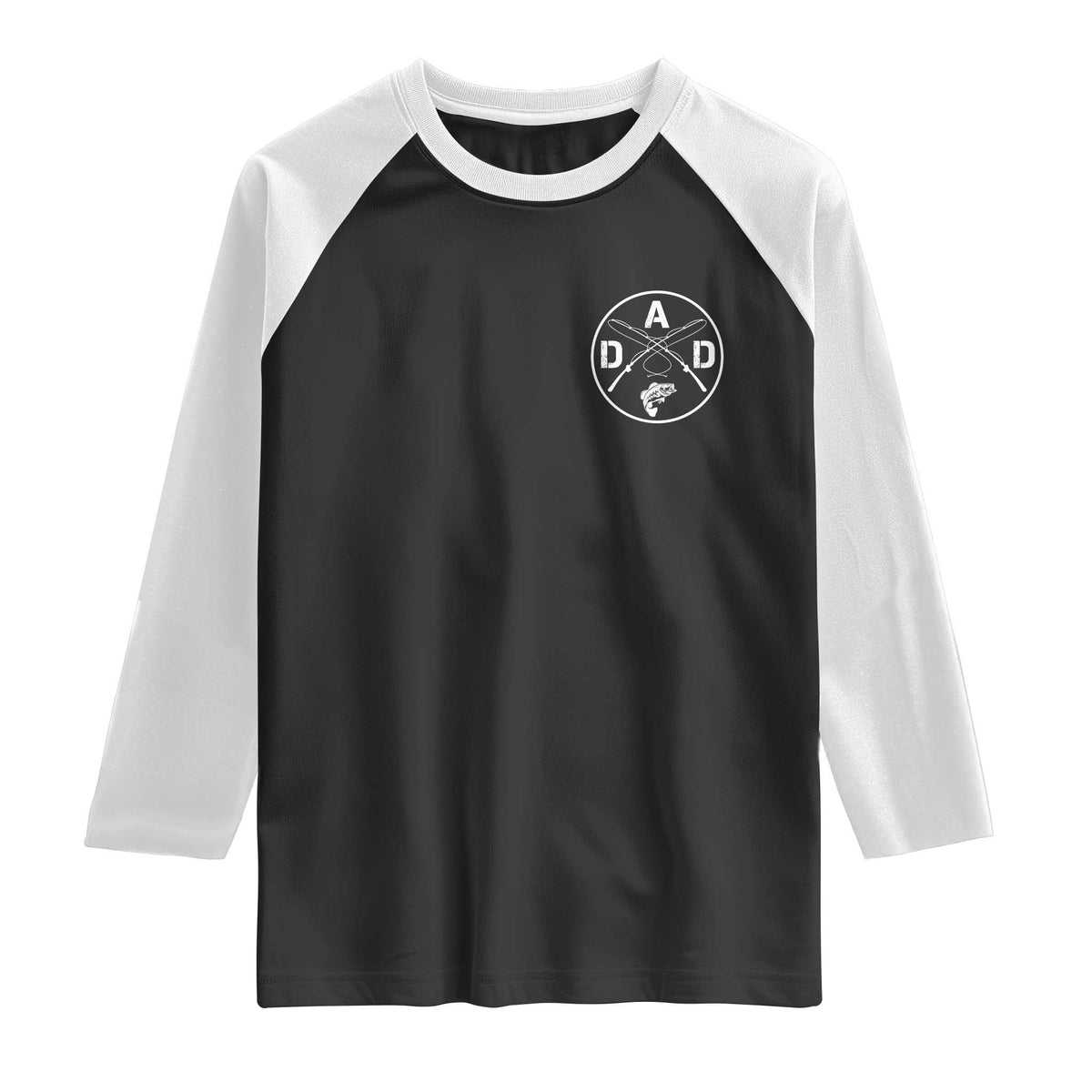 Fishing Dad Raglan Shirt Fisherman Fish Lover Father's Day Gift TS11 Black White Print Your Wear