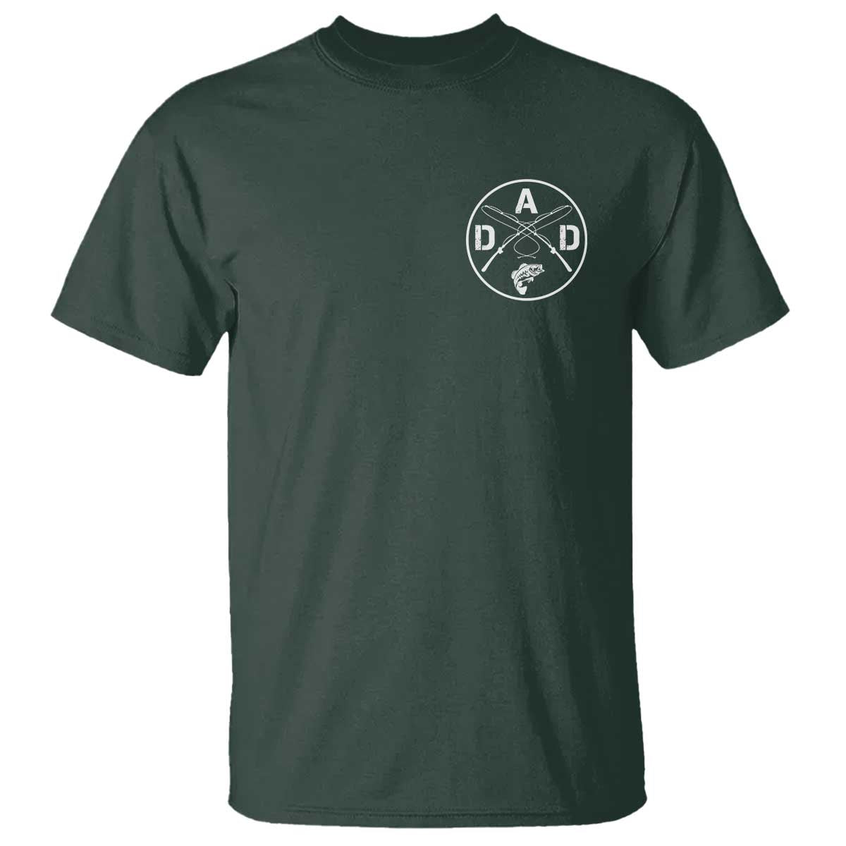 Fishing Dad T Shirt Fisherman Fish Lover Father's Day Gift TS11 Dark Forest Green Print Your Wear