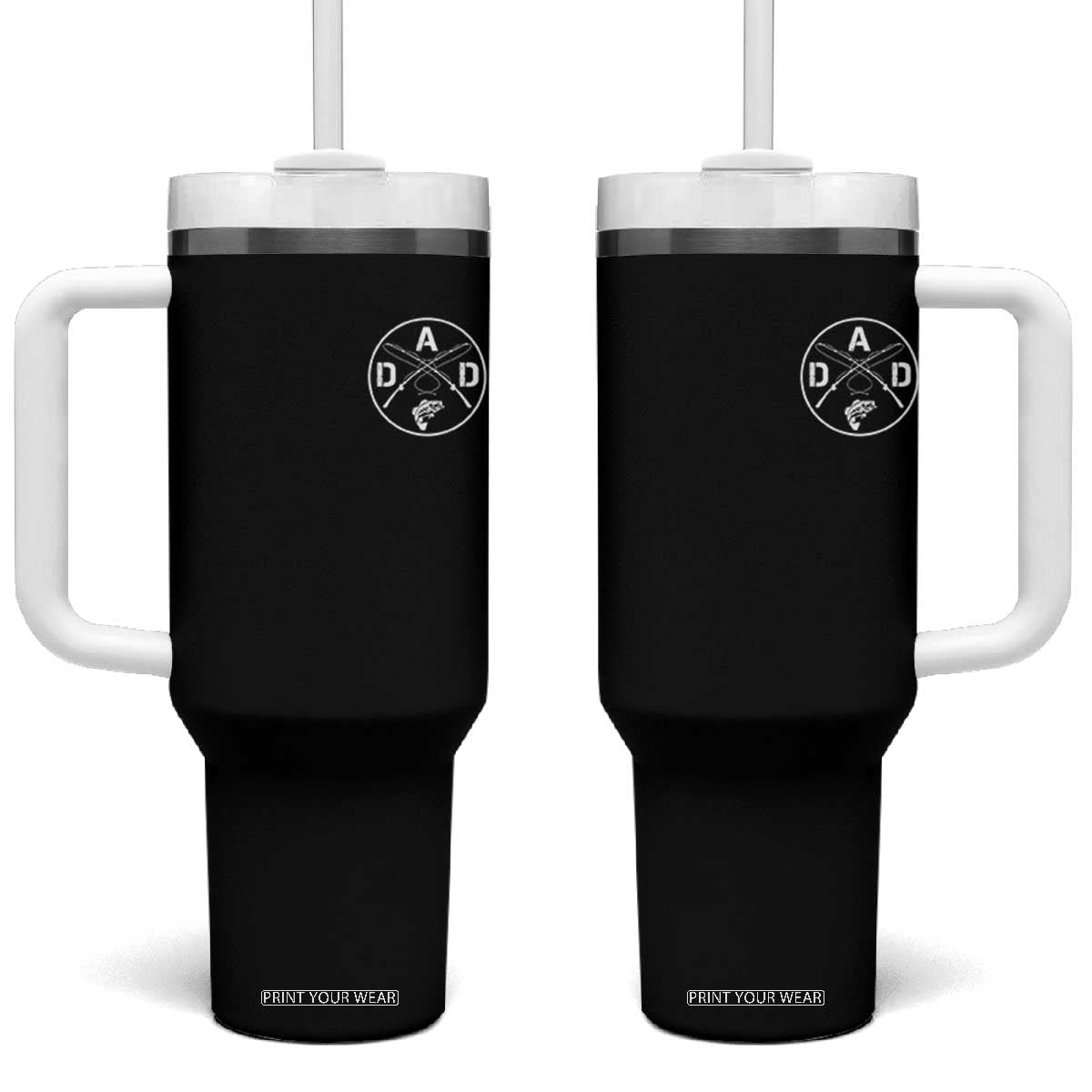 Fishing Dad Tumbler With Handle Fisherman Fish Lover Father's Day Gift TS11 One Size: 40 oz Black Print Your Wear