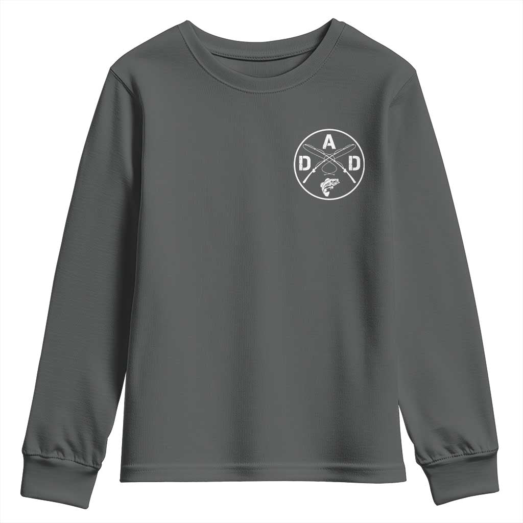 Fishing Dad Youth Sweatshirt Fisherman Fish Lover Father's Day Gift TS11 Dark Heather Print Your Wear