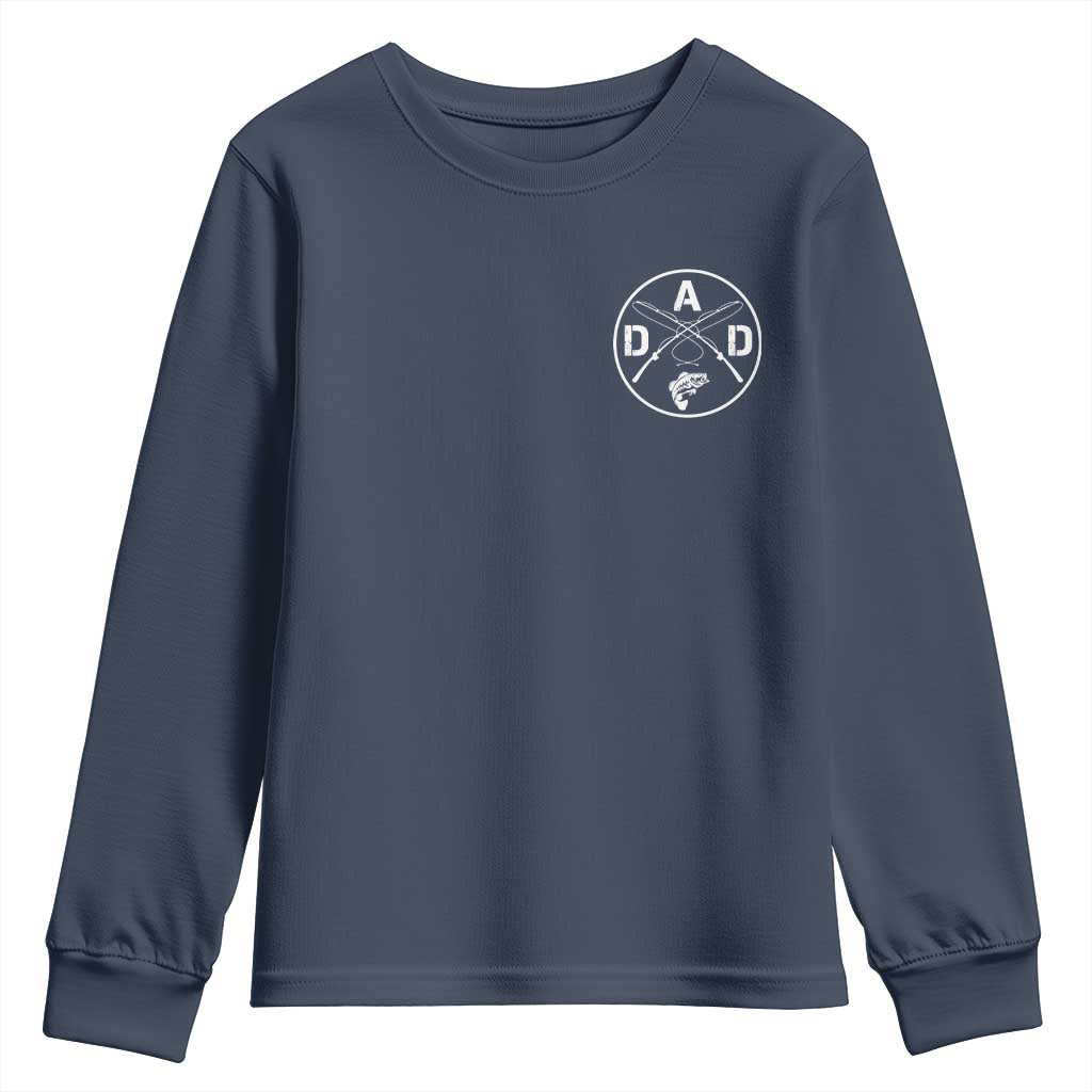 Fishing Dad Youth Sweatshirt Fisherman Fish Lover Father's Day Gift TS11 Navy Print Your Wear