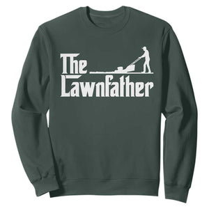 The Lawnfather Sweatshirt Lawn Mowing Dad Gardening Fathers Day TS11 Dark Forest Green Print Your Wear