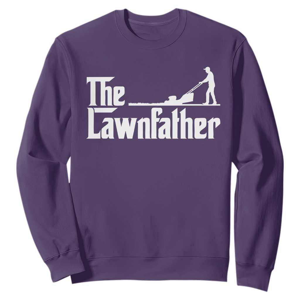 The Lawnfather Sweatshirt Lawn Mowing Dad Gardening Fathers Day TS11 Purple Print Your Wear