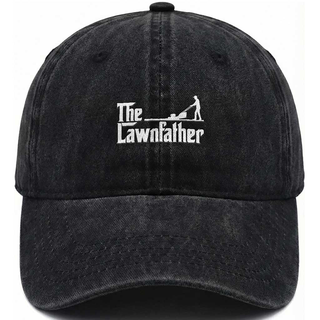 The Lawnfather Washed Cotton Baseball Cap Lawn Mowing Dad Gardening Fathers Day TS11 Print Your Wear