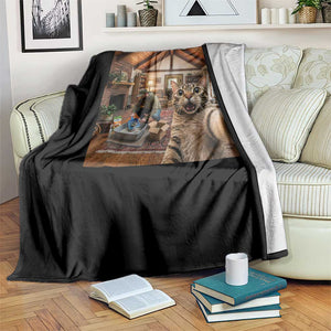 Cat Selfie with Man Funny Cat Dad Throw Blanket TS11 Print Your Wear