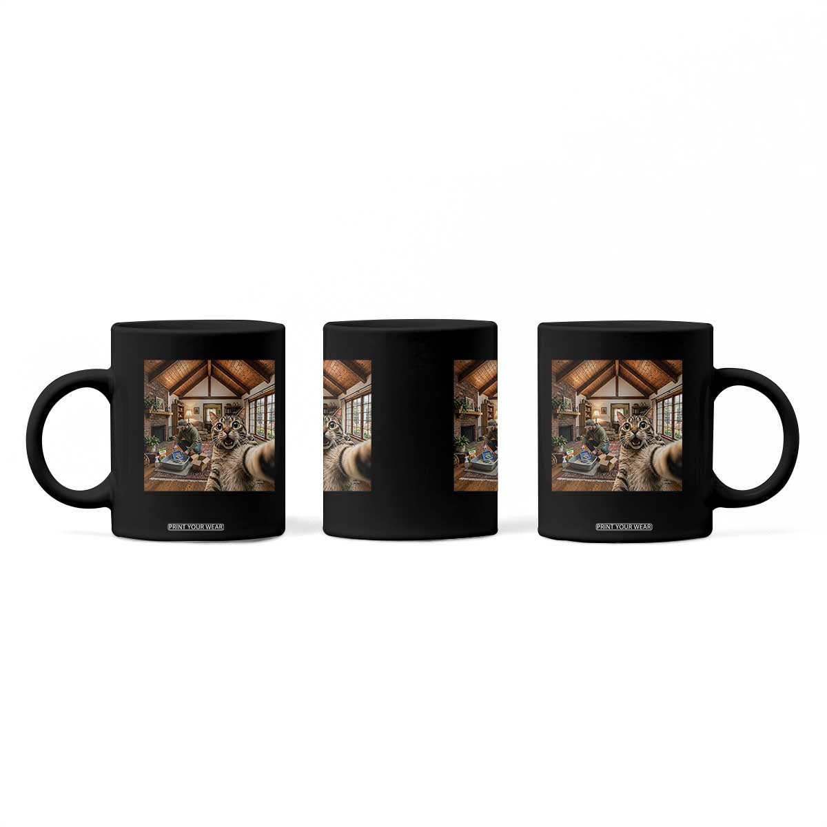 Cat Selfie with Man Funny Cat Dad Coffee Mug TS11 Print Your Wear