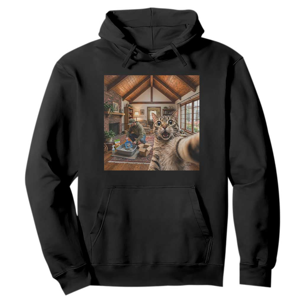 Cat Selfie with Man Funny Cat Dad Hoodie TS11 Black Print Your Wear