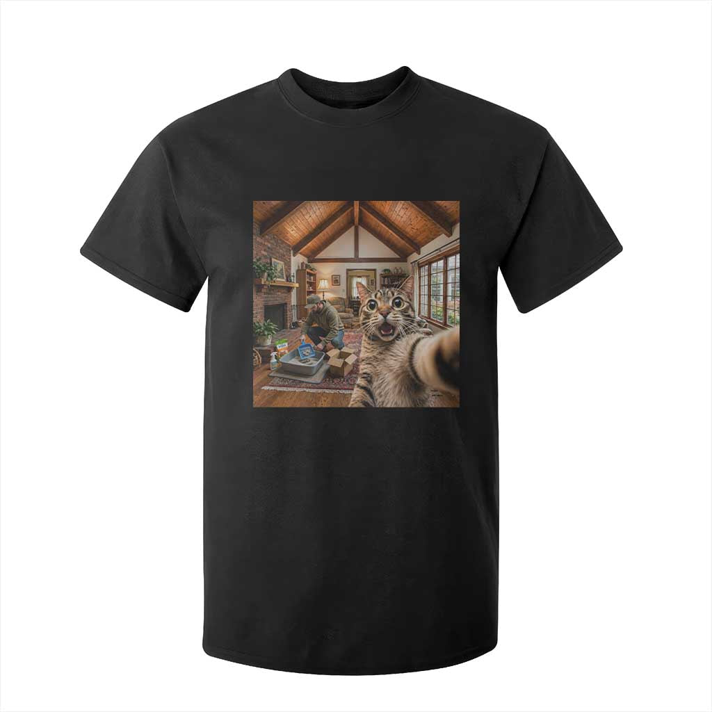 Cat Selfie with Man Funny Cat Dad T Shirt For Kid TS11 Black Print Your Wear