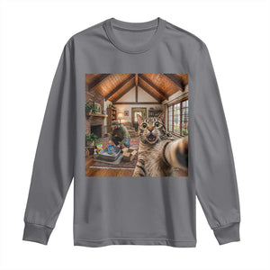 Cat Selfie with Man Funny Cat Dad Long Sleeve Shirt TS11 Charcoal Print Your Wear