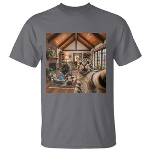 Cat Selfie with Man Funny Cat Dad T Shirt TS11 Charcoal Print Your Wear