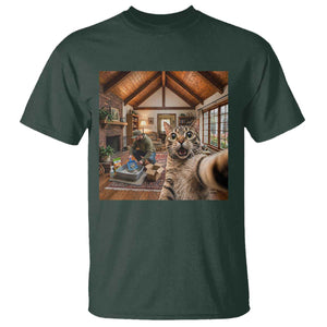 Cat Selfie with Man Funny Cat Dad T Shirt TS11 Dark Forest Green Print Your Wear