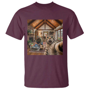 Cat Selfie with Man Funny Cat Dad T Shirt TS11 Maroon Print Your Wear