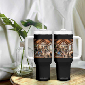 Cat Selfie with Man Funny Cat Dad Tumbler With Handle TS11 Print Your Wear