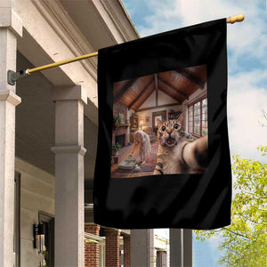 Cat Selfie with Woman Funny Cat Mom Garden Flag TS11 Print Your Wear
