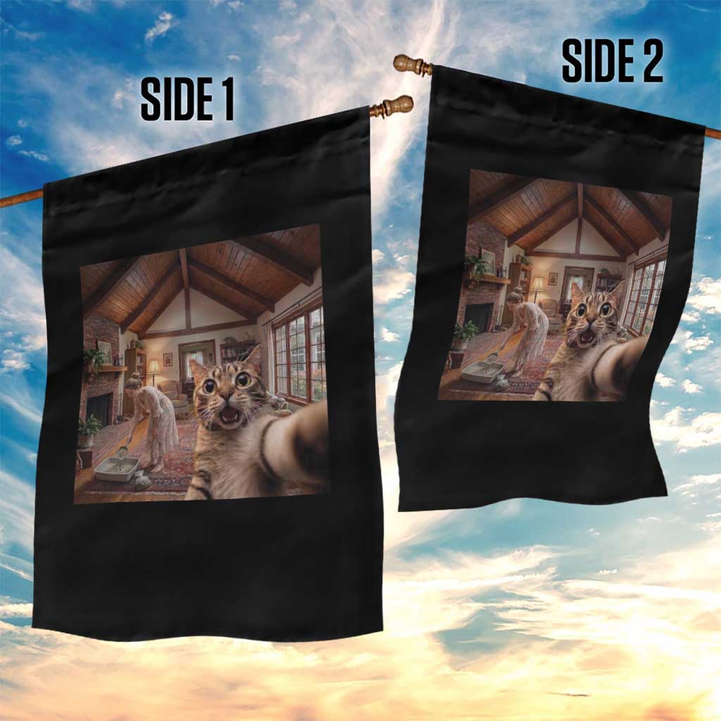 Cat Selfie with Woman Funny Cat Mom Garden Flag TS11 Print Your Wear