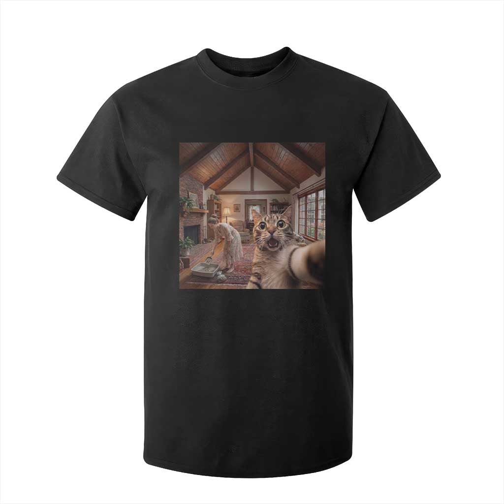 Cat Selfie with Woman Funny Cat Mom T Shirt For Kid TS11 Black Print Your Wear