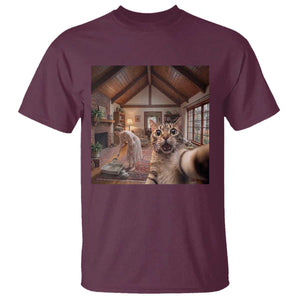 Cat Selfie with Woman Funny Cat Mom T Shirt TS11 Maroon Print Your Wear