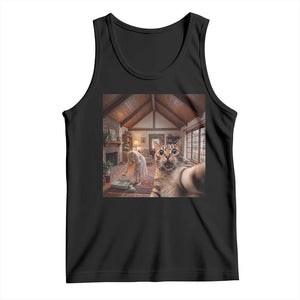 Cat Selfie with Woman Funny Cat Mom Tank Top TS11 Black Print Your Wear