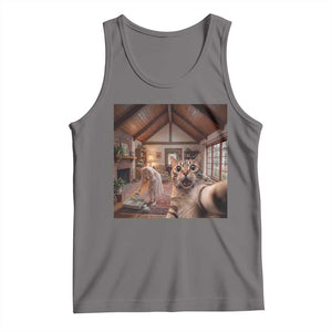 Cat Selfie with Woman Funny Cat Mom Tank Top TS11 Deep Heather Print Your Wear