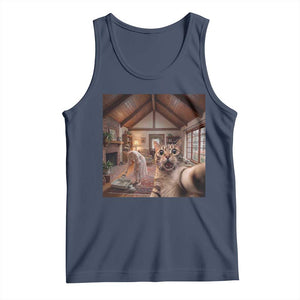 Cat Selfie with Woman Funny Cat Mom Tank Top TS11 Navy Print Your Wear