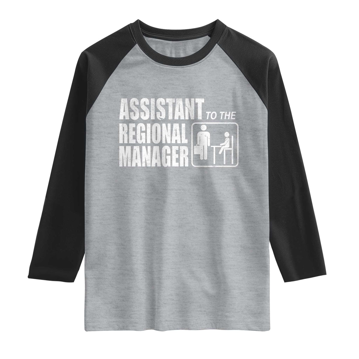 Assistant To The Regional Manager Raglan Shirt Funny Dad Baby Matching TS11 Heather Gray Black Print Your Wear