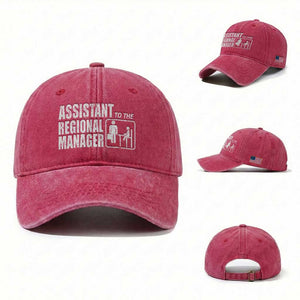 Assistant To The Regional Manager Washed Cotton Baseball Cap Funny Dad Baby Matching TS11 Washed Cap Universal Fit Red Print Your Wear