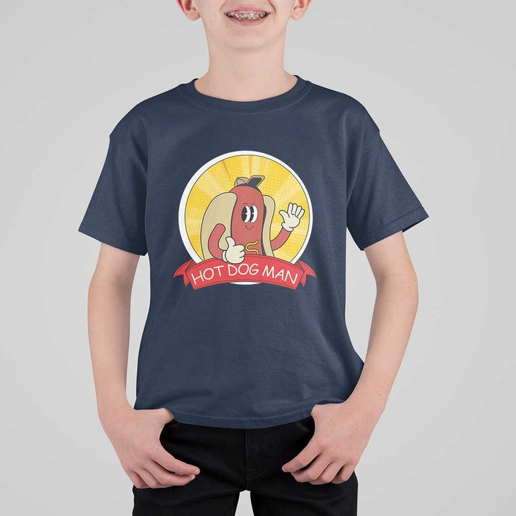 Hot Dog Man T Shirt For Kid Vintage Comic Retro TS11 Navy Print Your Wear