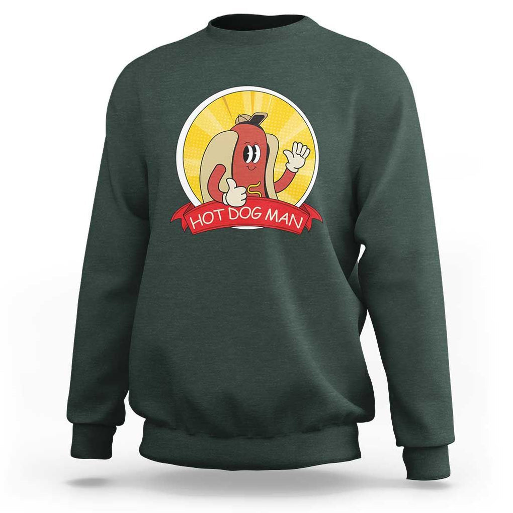 Hot Dog Man Sweatshirt Vintage Comic Retro TS11 Dark Forest Green Print Your Wear