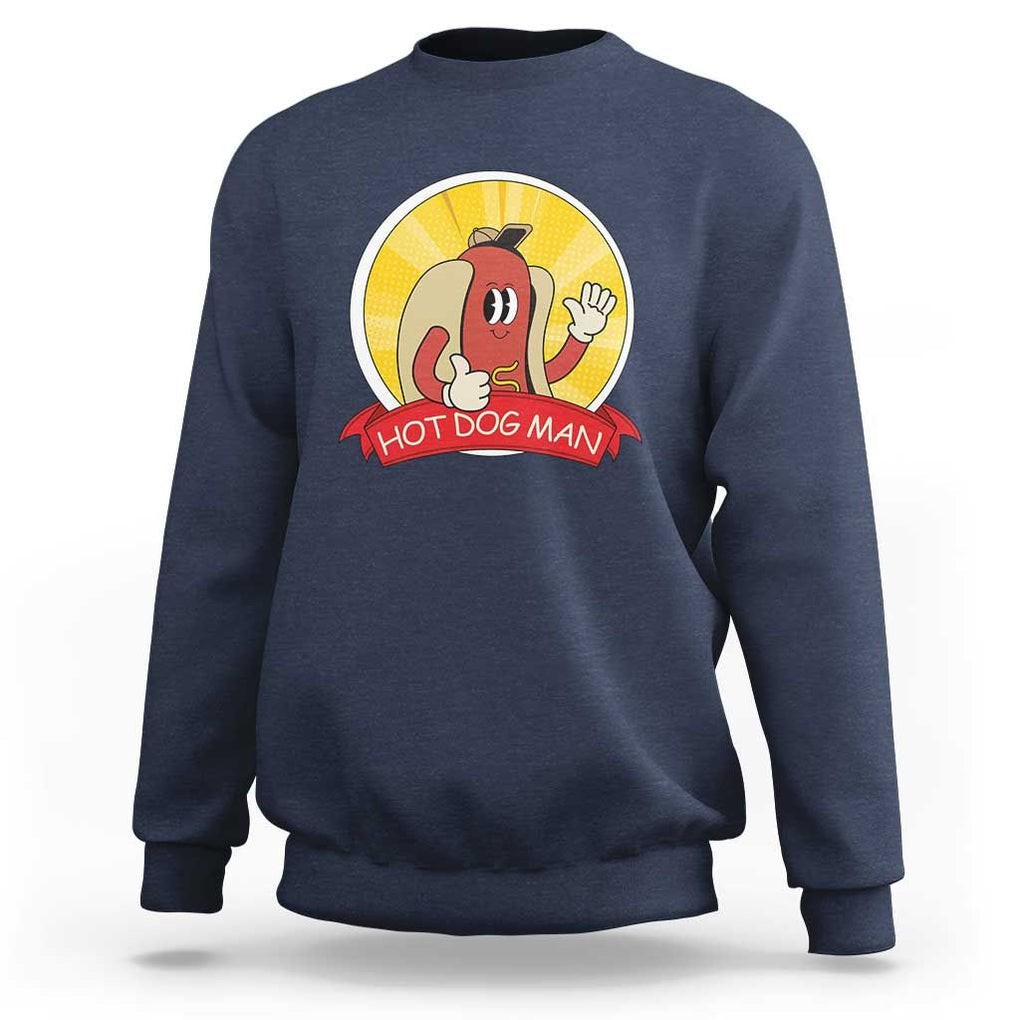Hot Dog Man Sweatshirt Vintage Comic Retro TS11 Navy Print Your Wear
