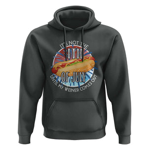 Funny Independence Day Hoodie It's Not 4th Of July Until My Wiener Comes Out Hot Dog USA Flag TS11 Dark Heather Print Your Wear