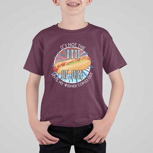 Funny Independence Day T Shirt For Kid It's Not 4th Of July Until My Wiener Comes Out Hot Dog USA Flag TS11 Maroon Print Your Wear