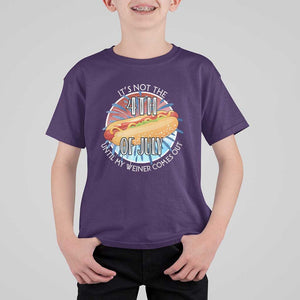 Funny Independence Day T Shirt For Kid It's Not 4th Of July Until My Wiener Comes Out Hot Dog USA Flag TS11 Purple Print Your Wear