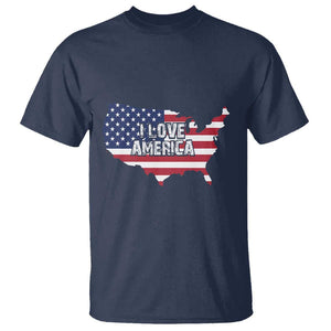 Fourth Of July T Shirt I Love America USA Flag Map TS11 Navy Print Your Wear