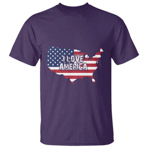 Fourth Of July T Shirt I Love America USA Flag Map TS11 Purple Print Your Wear