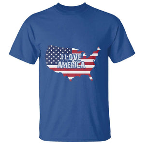 Fourth Of July T Shirt I Love America USA Flag Map TS11 Royal Blue Print Your Wear