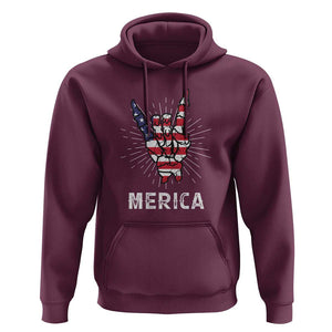 Rockin 4th Of July Hoodie Skeleton Hand American Flag Patriotic Day TS11 Maroon Print Your Wear