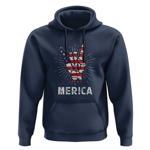 Rockin 4th Of July Hoodie Skeleton Hand American Flag Patriotic Day TS11 Navy Print Your Wear