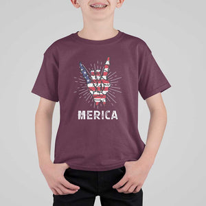 Rockin 4th Of July T Shirt For Kid Skeleton Hand American Flag Patriotic Day TS11 Maroon Print Your Wear