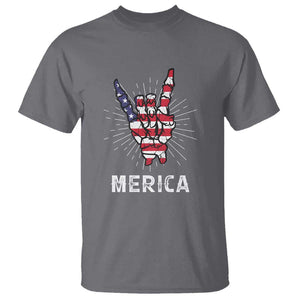 Rockin 4th Of July T Shirt Skeleton Hand American Flag Patriotic Day TS11 Charcoal Print Your Wear