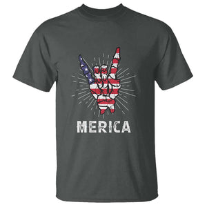 Rockin 4th Of July T Shirt Skeleton Hand American Flag Patriotic Day TS11 Dark Heather Print Your Wear