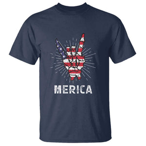 Rockin 4th Of July T Shirt Skeleton Hand American Flag Patriotic Day TS11 Navy Print Your Wear