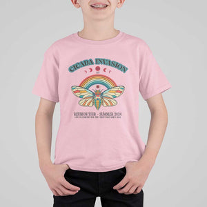 Cicada Invasion Reunion Tour Summer 2024 T Shirt For Kid Vintage Broods XIX & XIII Boho Style TS11 Light Pink Print Your Wear