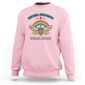 Cicada Invasion Reunion Tour Summer 2024 Sweatshirt Vintage Broods XIX & XIII Boho Style TS11 Light Pink Print Your Wear