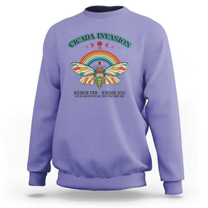 Cicada Invasion Reunion Tour Summer 2024 Sweatshirt Vintage Broods XIX & XIII Boho Style TS11 Violet Print Your Wear