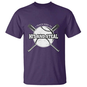 Baseball Dad T Shirt I Teach Kids To Hit And Steal Bat Ball Coach TS11 Purple Print Your Wear