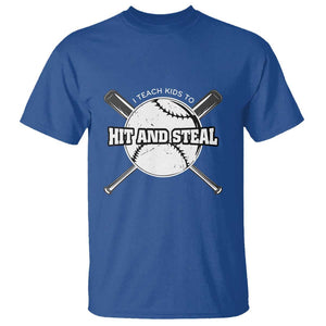 Baseball Dad T Shirt I Teach Kids To Hit And Steal Bat Ball Coach TS11 Royal Blue Print Your Wear