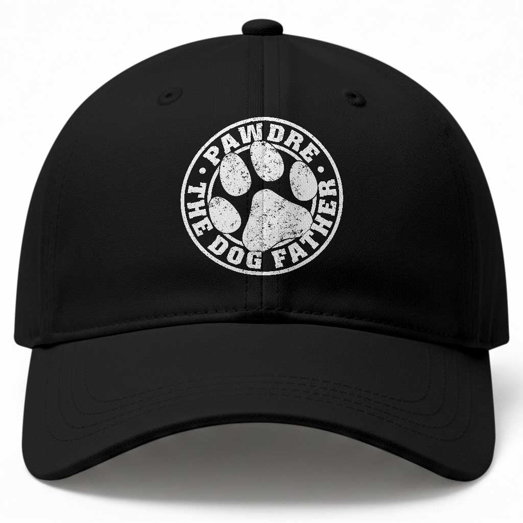 Funny Pawdre The Dog Father Baseball Cap Fur Dad Fathers Day Distressed Paw Prints TS11 Print Your Wear