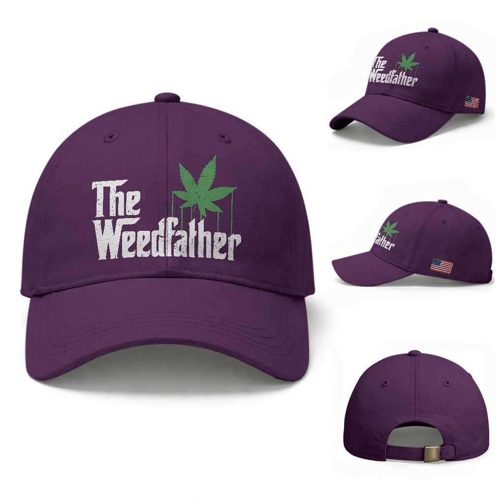 Funny The Weedfather Baseball Cap Marijuana Stoner Dad Fathers Day TS11 Baseball Cap Universal Fit Purple Print Your Wear
