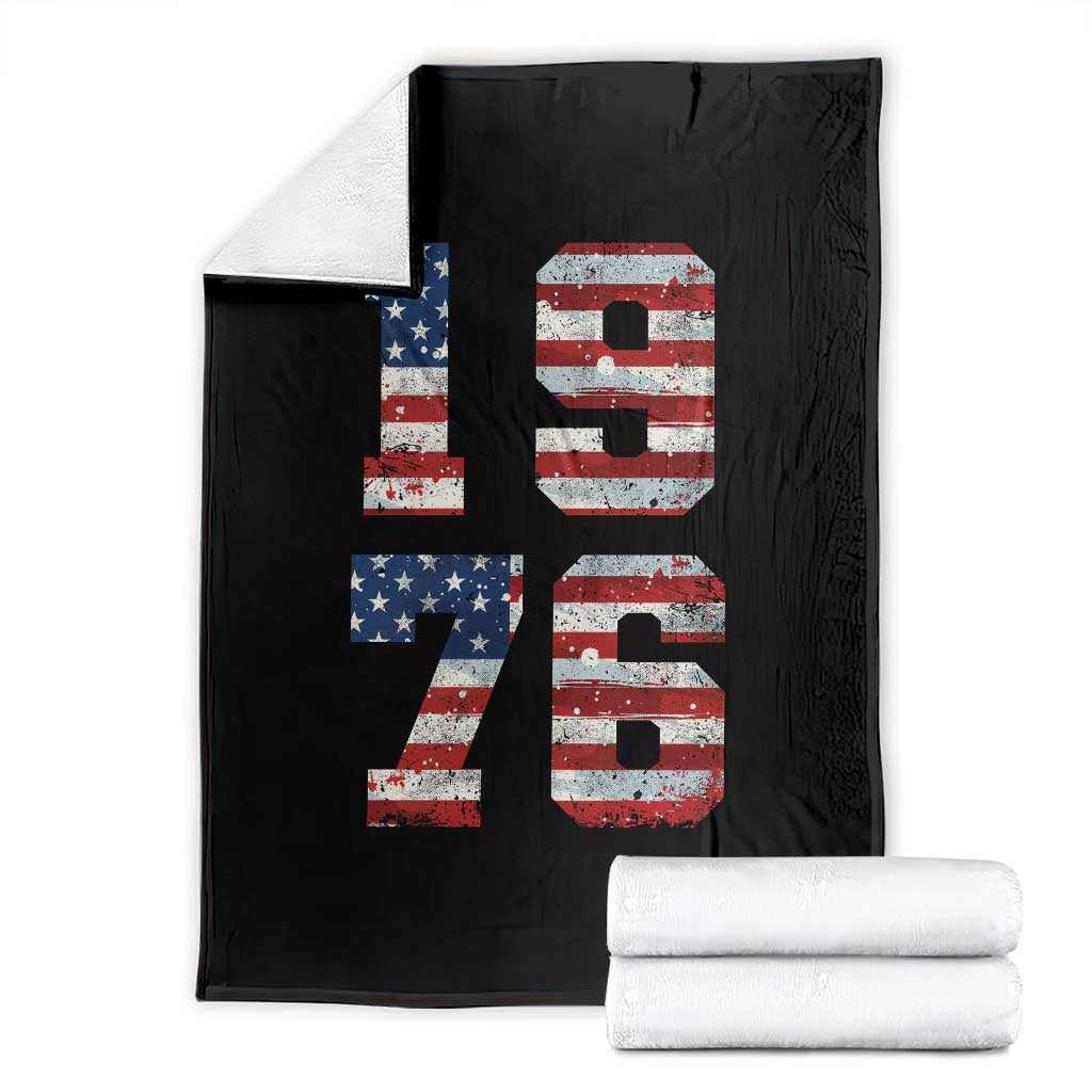 50th Birthday Vintage 1976 American Flag Throw Blanket Gifts For Turning 50